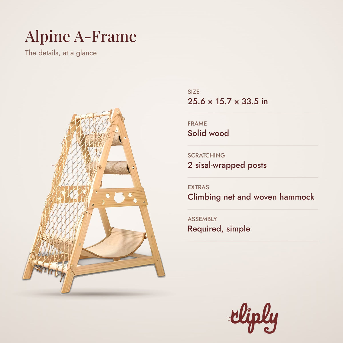 Alpine Wooden A-Frame Cat Tree details
