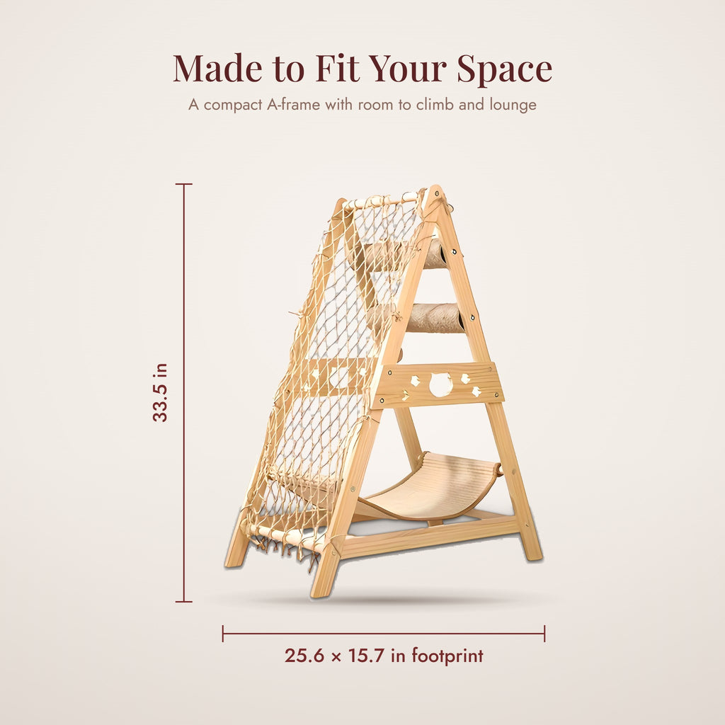 Alpine Wooden A-Frame Cat Tree details
