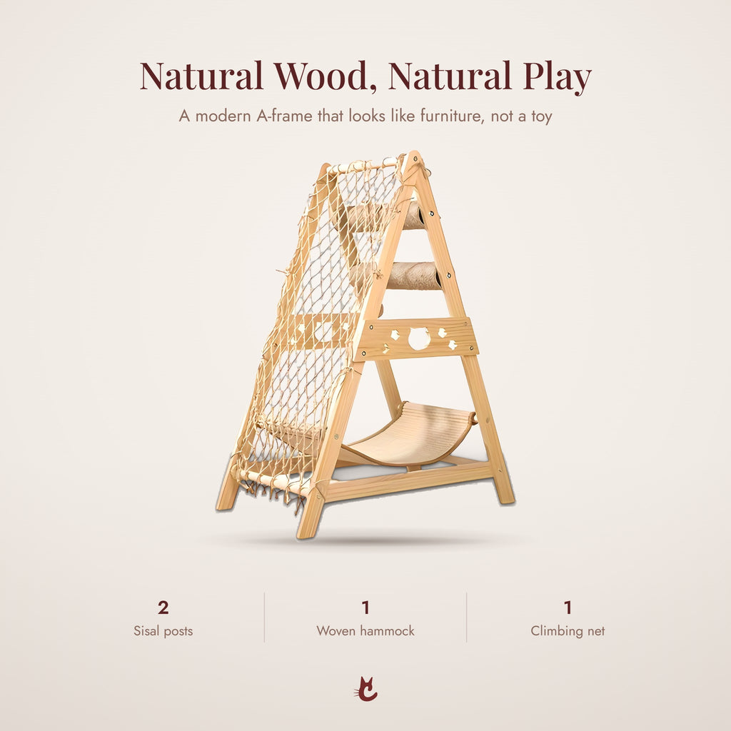Alpine Wooden A-Frame Cat Tree details