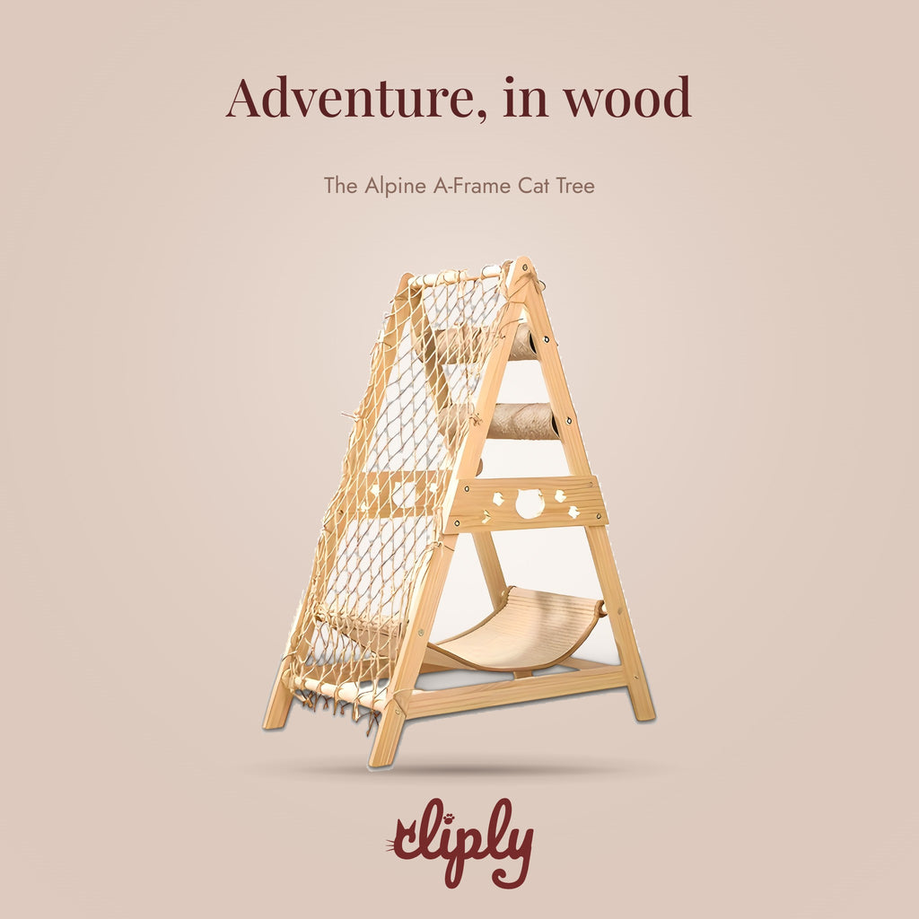 Alpine Wooden A-Frame Cat Tree by Cliply