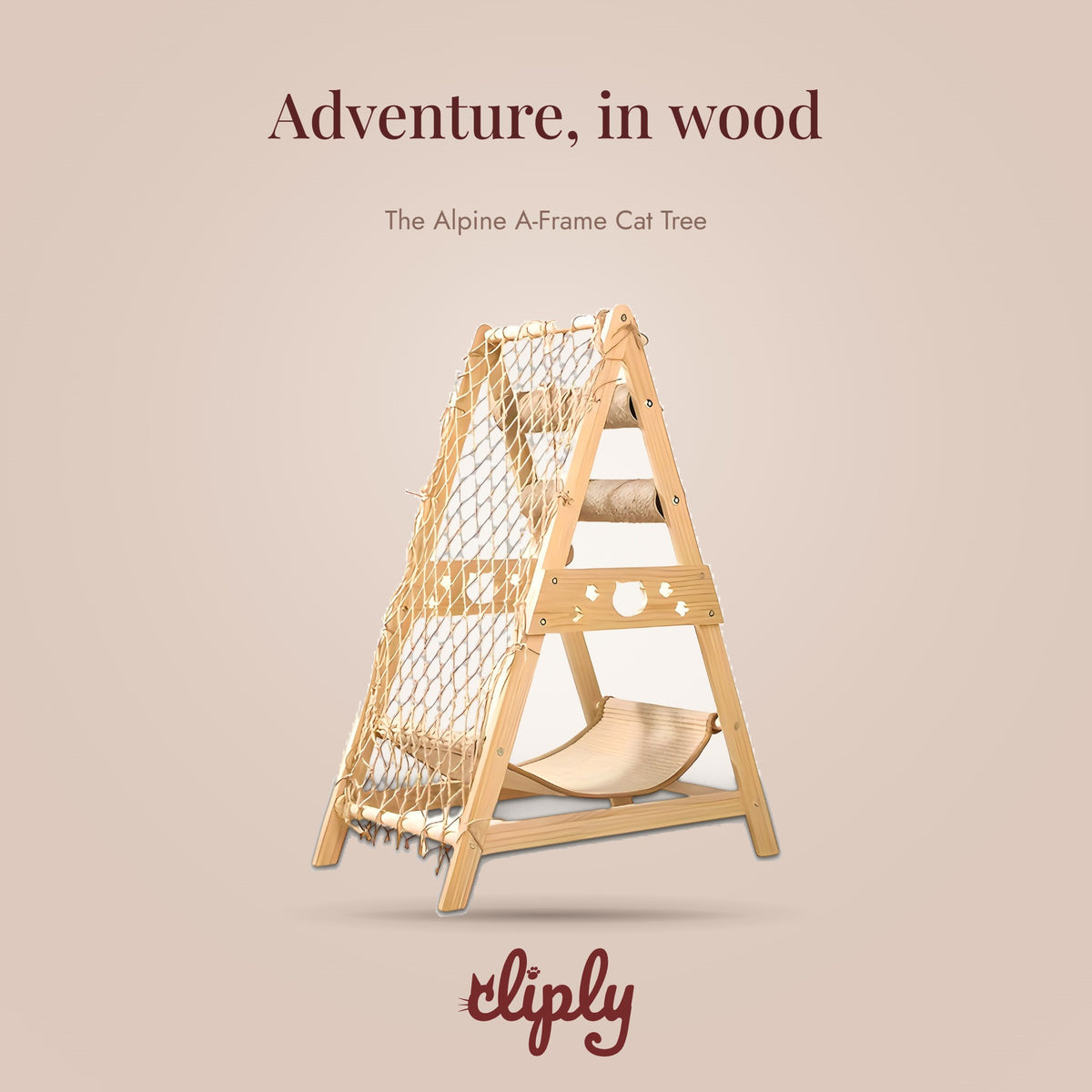 Alpine Wooden A-Frame Cat Tree by Cliply
