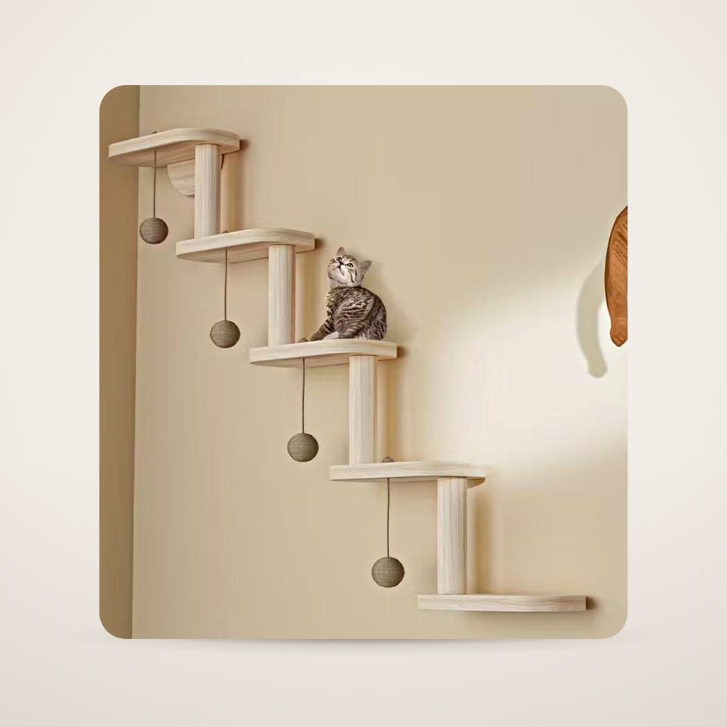 Cascade modular wooden cat wall climber