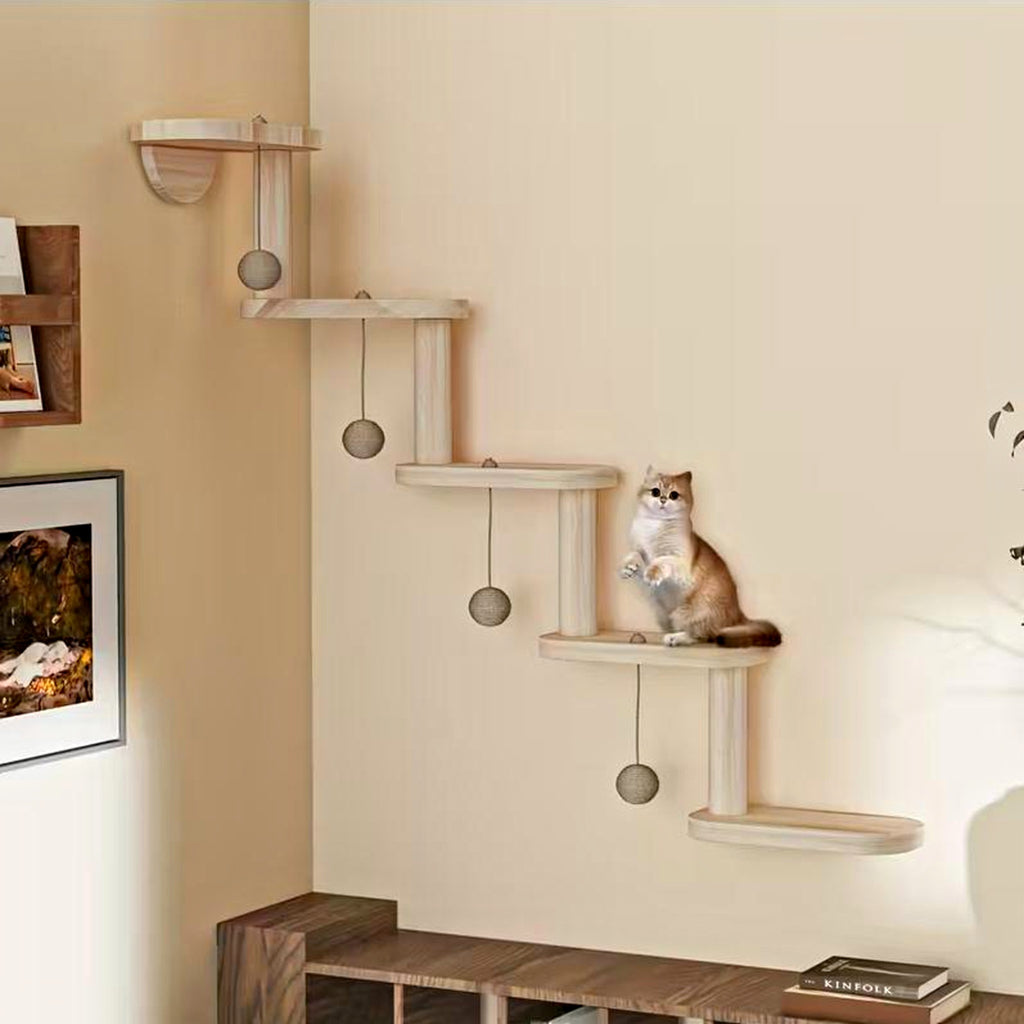 Cat wall climber in a living room corner