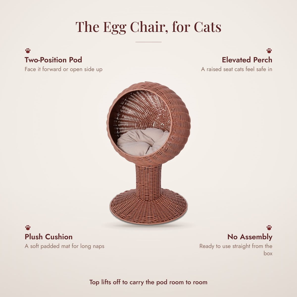 Cocoon Swivel Egg Pod Cat Bed features