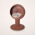 Cocoon swivel egg pod cat bed, elevated brown wicker cat basket on pedestal base with cushion