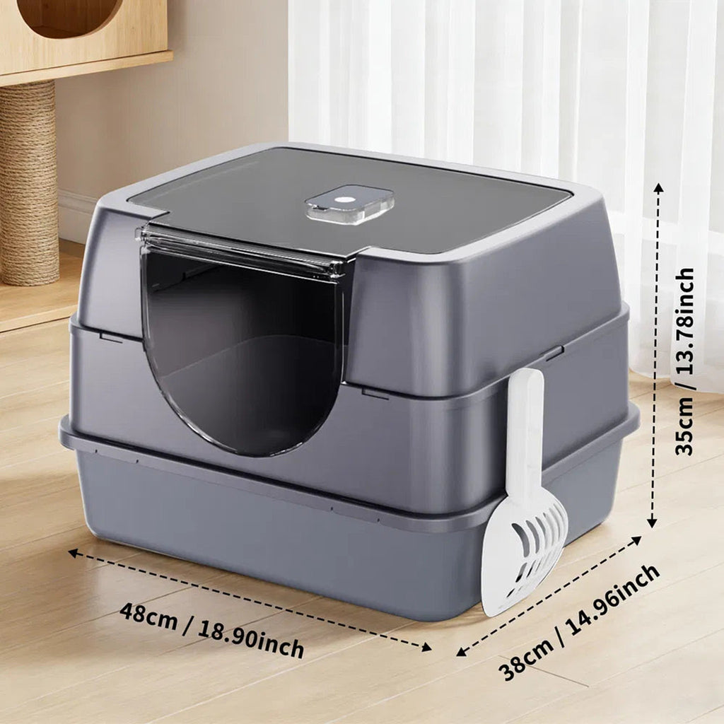 Charcoal Galaxy litter box dimensions: 18.9 in long, 15 in wide, 13.8 in high