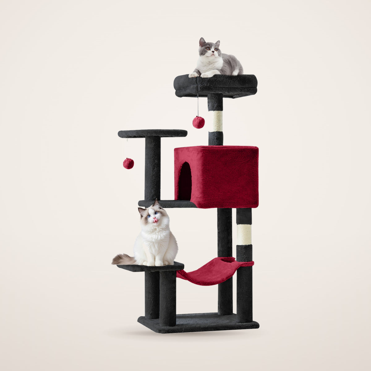 Haven cat tree in black and red