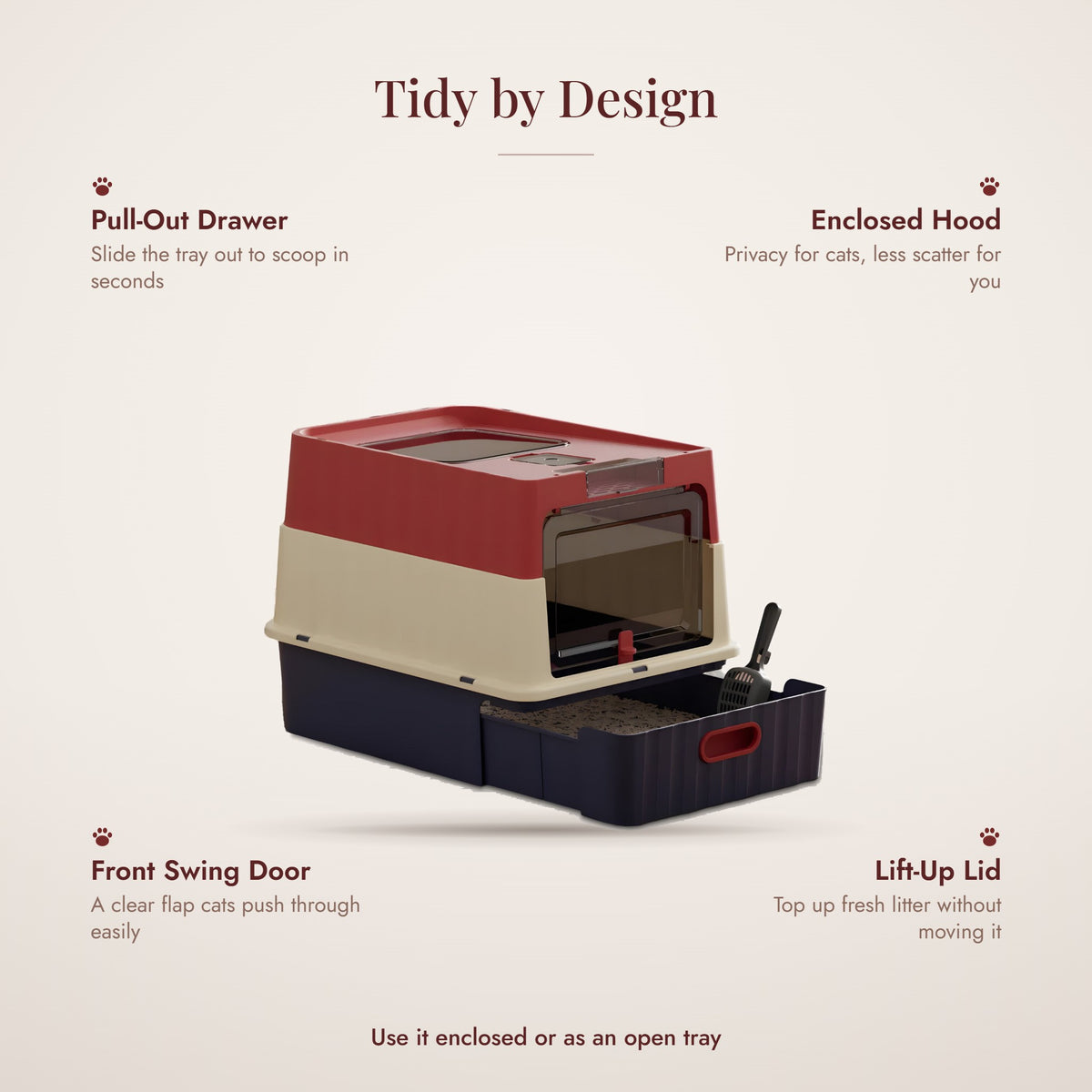 Hideaway Drawer Litter Box features