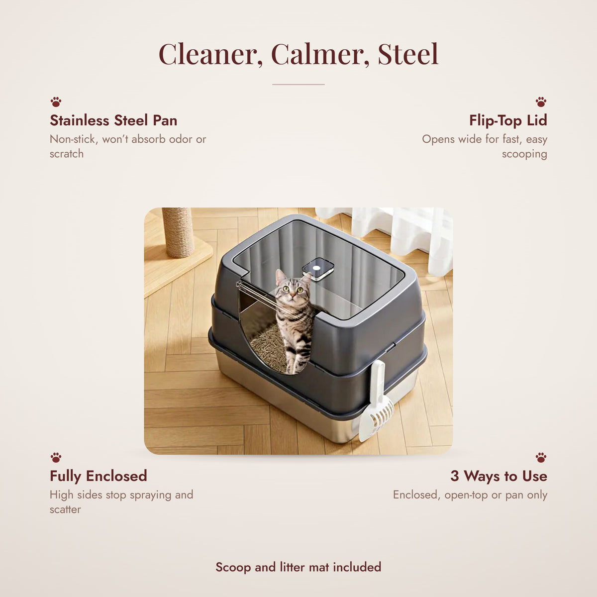 Nova litter box features