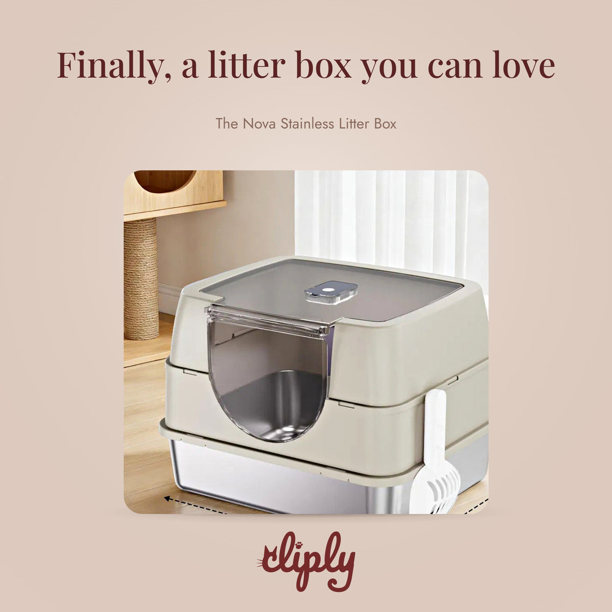 The Nova Stainless Litter Box by Cliply