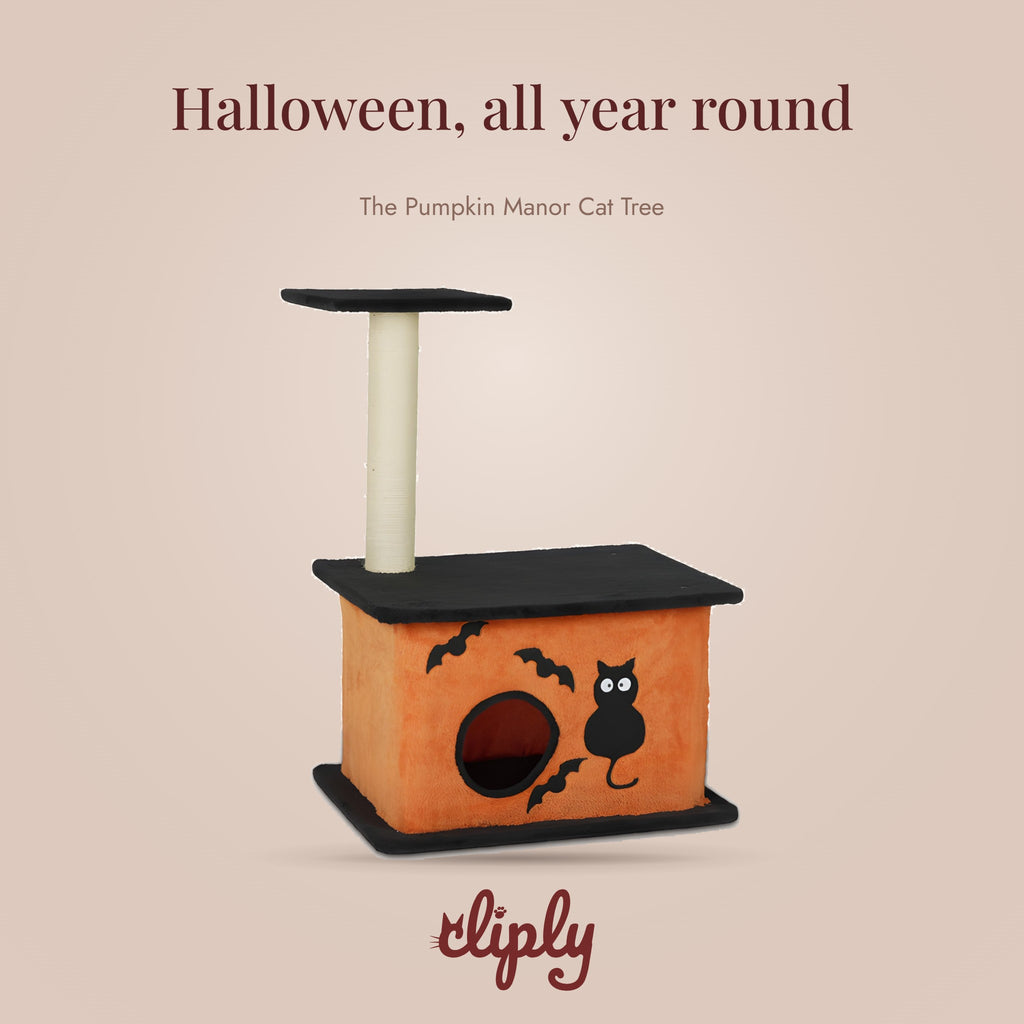 Pumpkin Manor Halloween Cat Tree by Cliply