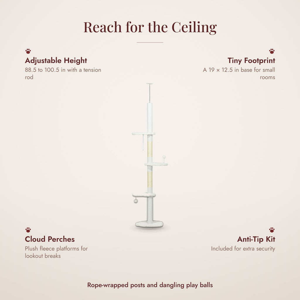 Skyline Floor-to-Ceiling Cat Tree features