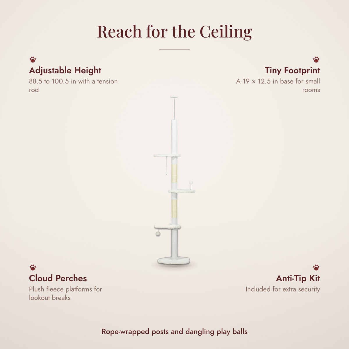 Skyline Floor-to-Ceiling Cat Tree features