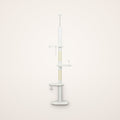 Skyline floor to ceiling cat tree in white, adjustable tall cat tower with three perches and rope-wrapped posts