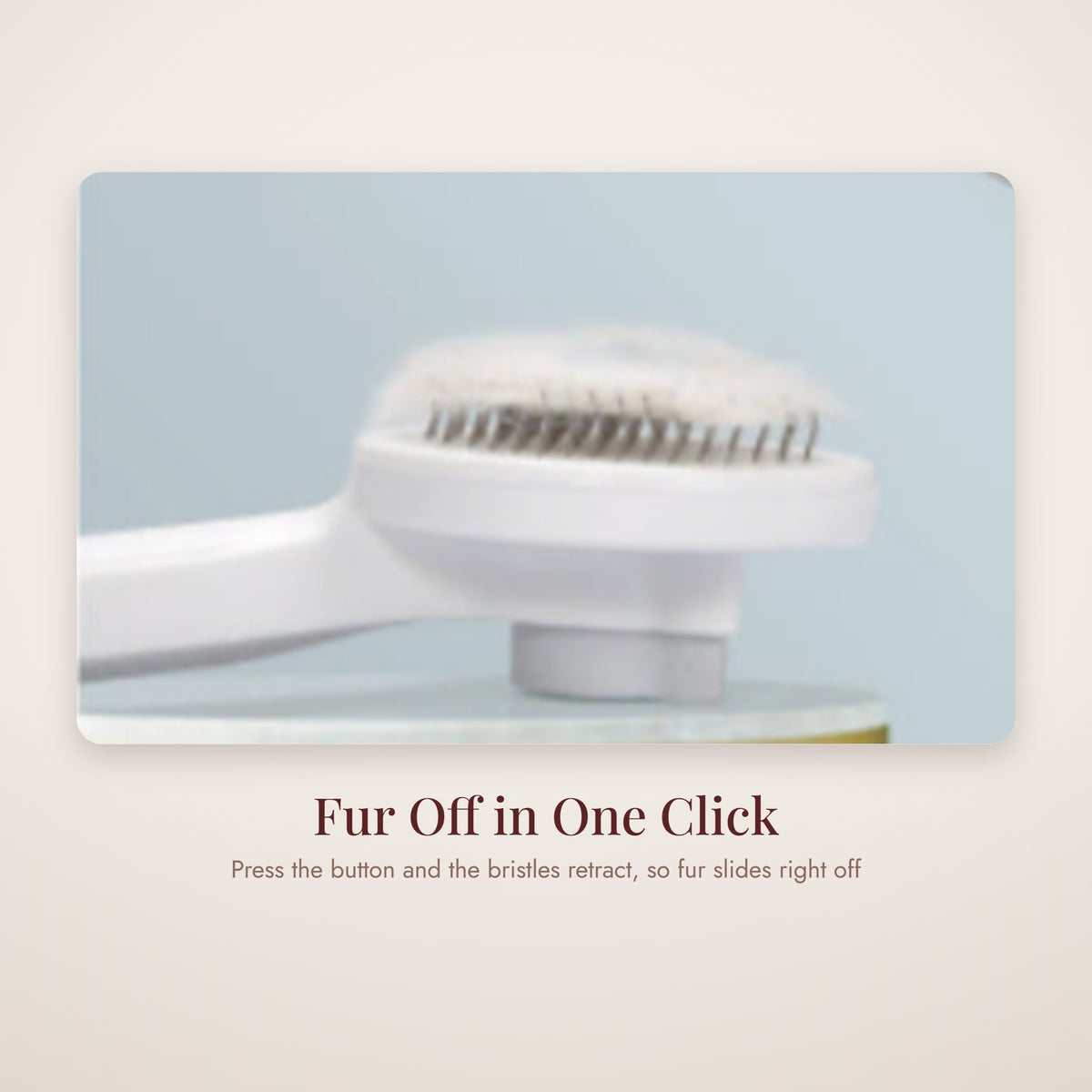 Self-cleaning brush head releasing fur in one click