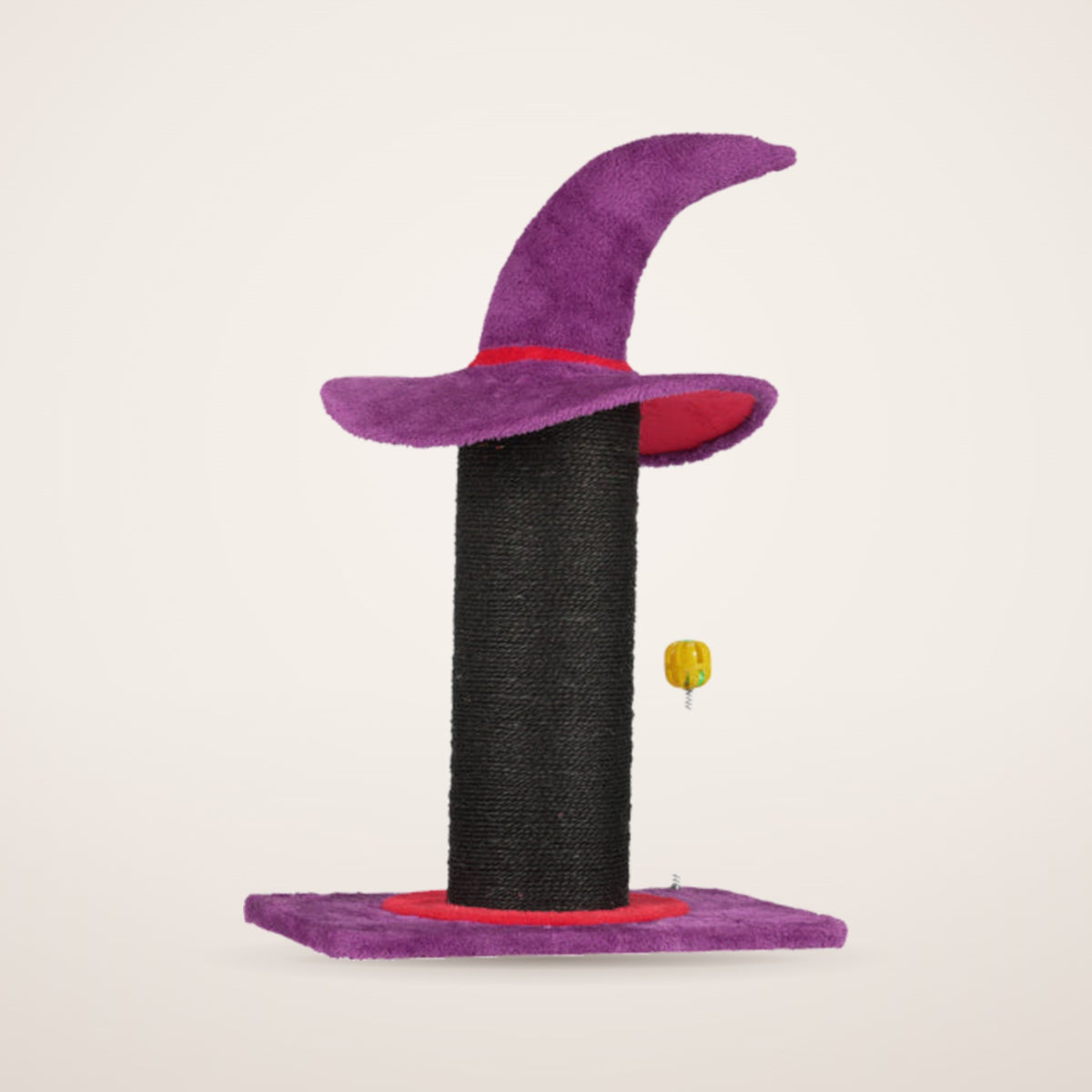 Wizard hat cat scratching post in purple and black