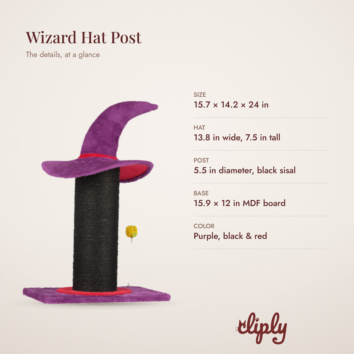 Wizard hat scratching post details